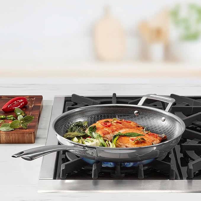 Cuisinart FusionElite+ Nonstick Tri-Ply Stainless Steel Skillet, 12″ Skillet Frying Pan with Helper, PURELYSEAR Ceramic Nonstick Technology, Scratch Proof, Cool Grip Handles, Dishwasher Safe