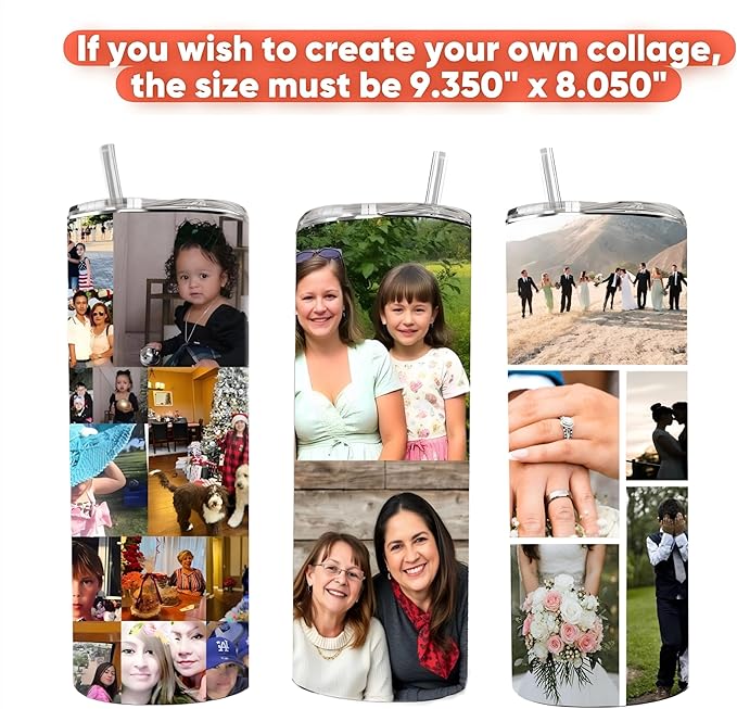 Gift Ideas for Mother's Day Father's Day Birthday Anniversary Wedding Valentine's Day Personalized Photo Custom Tumbler with Straw and lid add Your own Picture on Coffee Cup Mug Tumbler