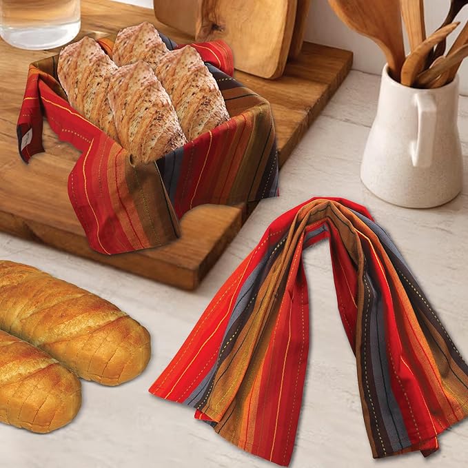 Urban Villa Kitchen Towels 100% Cotton Dish Towels for Kitchen (Set of 6) 20"x30" Highly Absorbent Kitchen Linen Set with Hanging Loop Dish Cloths Perfect for Drying Dishes Cleaning Towels - Red Multi