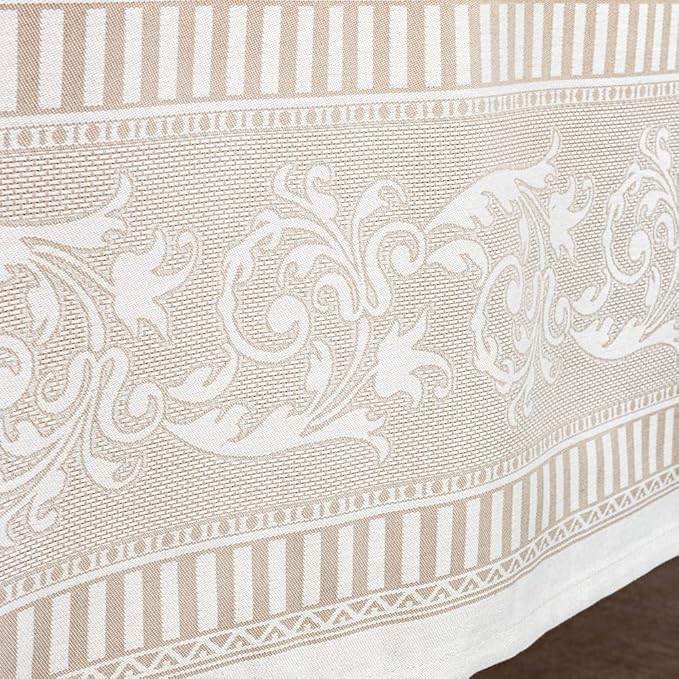MANGATA CASA Rectangle Tablecloth Faux Cotton Waterproof and Wrinkle Resistant Washable Jacquard Polyester Table Cloth for Kitchen Dining/Party/Indoor and Outdoor Use(Light Taupe,60x84 inch)