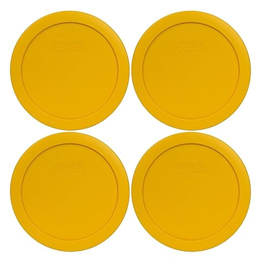 Pyrex 7201-PC 4-Cup Butter Yellow Food Storage Replacement Lid (4-Pack) - Made in USA
