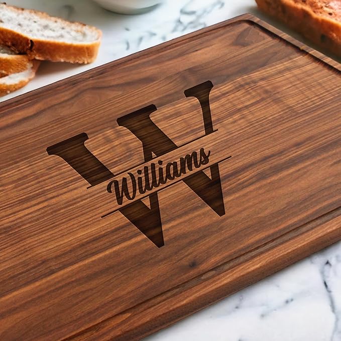 Refine Kitchenware Extra Large Walnut Personalized Engraved Cutting Board - FSC-Certified Wood, Wedding Gift, Custom Walnut Cutting Board, 100% Made In The USA