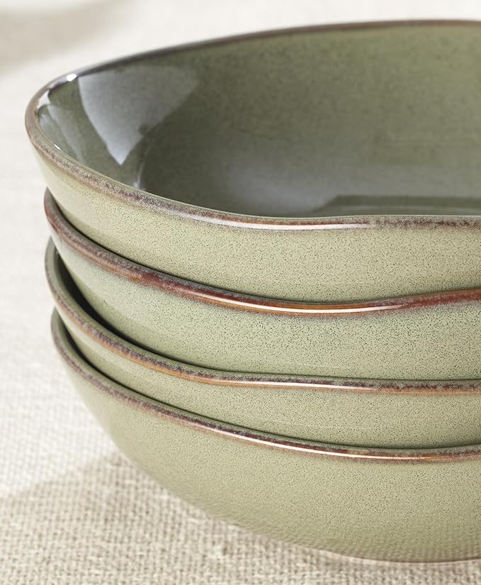 Oneida 899211 Organic Shades Sage Green Pasta Bowls, Set Of 4, Service For 4
