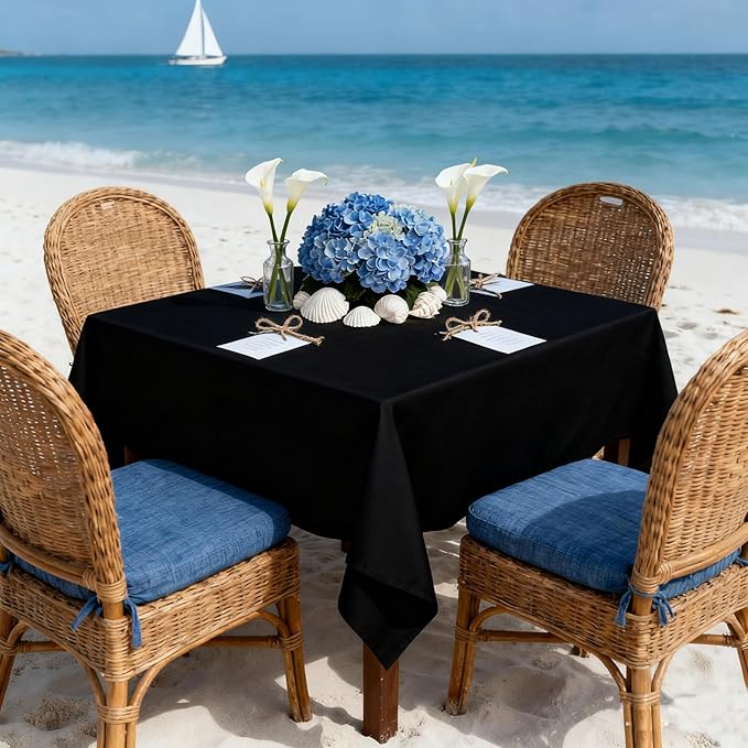 8 Pack Black Square Tablecloth 60x60 Inch Table Cloth for Square Tables, Wrinkle Resistant Washable Polyester Fabric for Dining Banquet Wedding Party