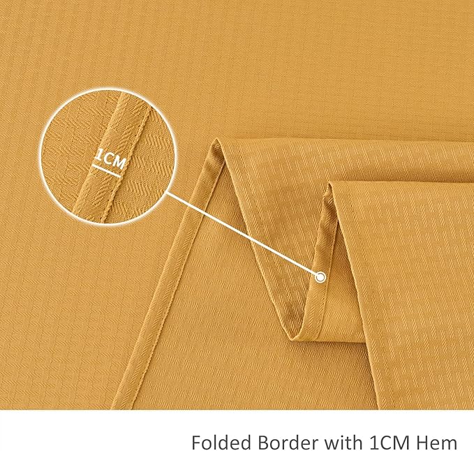 maxmill Weaved Texture Tablecloth Water Resistance Antiwrinkle Spillproof Soft Washable Table Cloth for Dining Room, Buffet Banquet Parties Holiday Dinner, Rectangular 70 x 108 Inch, Ochre Yellow