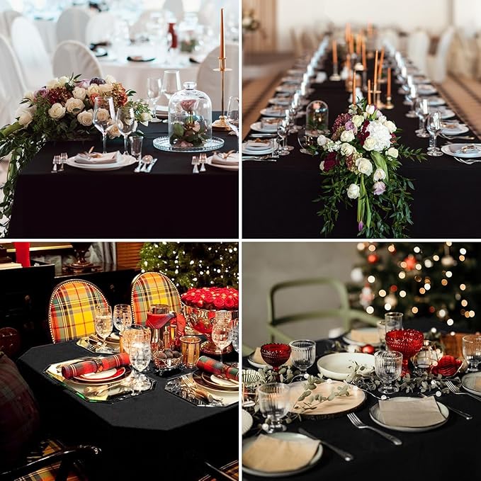 Rectangle Tablecloths 60x84 Inch 1 Pack Black Tablecloth Washable Decorative Linen Polyester Table Cloths for Dining Table Banquets Buffet Parties and Wedding
