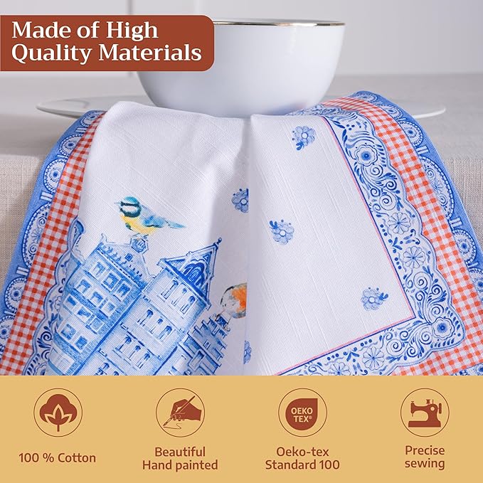 Maison d' Hermine Cloth Napkins Set of 4 100% Cotton Everyday Reusable Square Napkins Cloth Washable Dinner Wedding Restaurant Valentines Day Decorations Spring/Summer (Amsterdam Canals, 20" x 20")