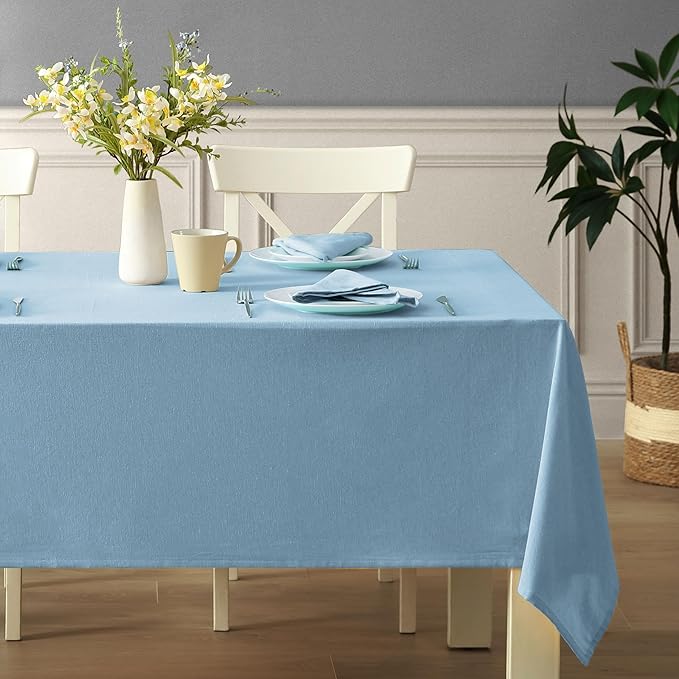 Spring & Easter Holiday Charleston Water Blue 60 x 120 inch Rectangle Fabric Tablecloth, Cotton Table Cover for Indoor Outdoor Dining, Machine Washable Solid Color Tablecloths for Everyday Use