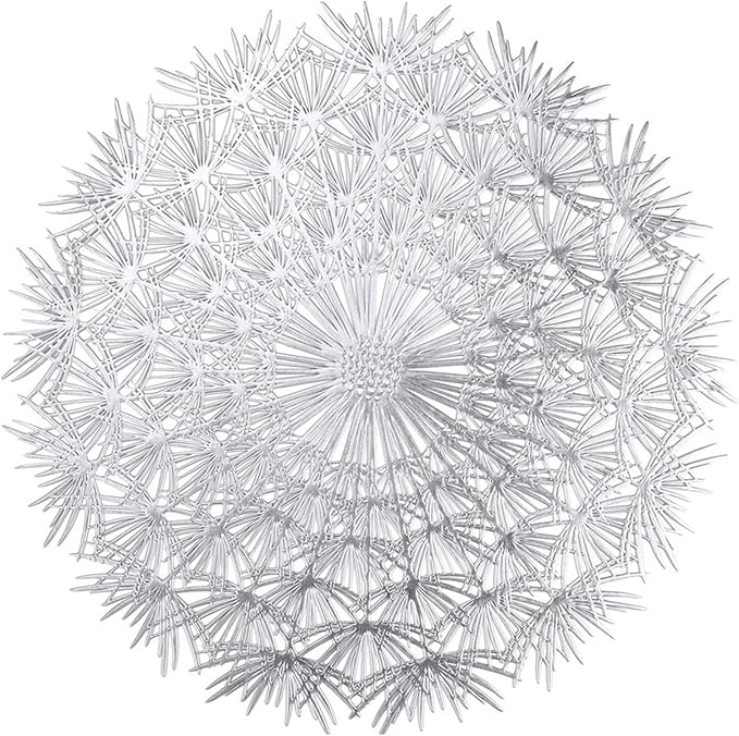 4/8PCS PVC Dandelion Hollow Nordic Style Non-Slip Kitchen Placemat Coaster Insulation Pad Dish Coffee Table Mat Home Hotel Decor(Dandelion Placemat-01,8 PCS)