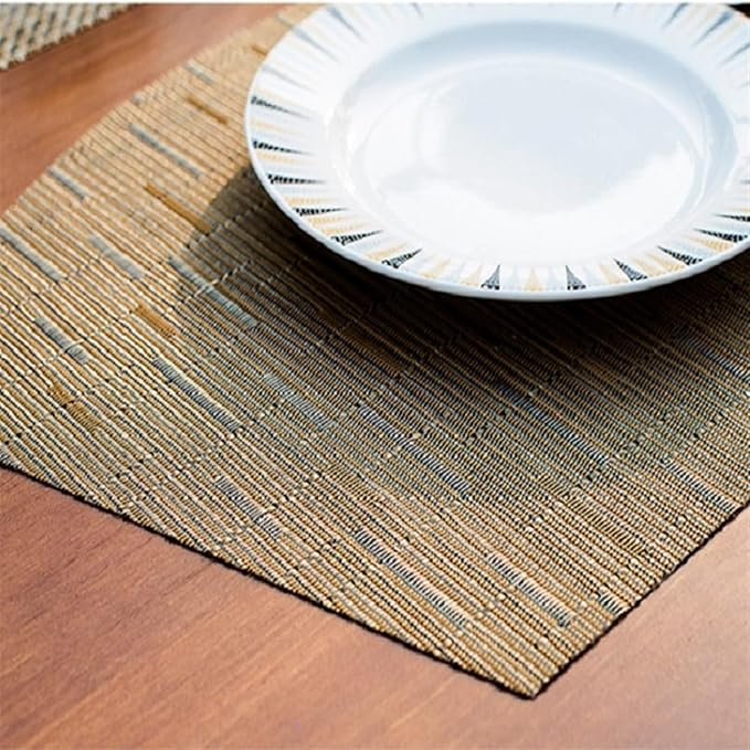 Round Oval PVC Table Placemats Wedge Shaped Dining Table Mats Non-Slip Heat Waterproof Indoor Outdoor Kitchen(San line Grey,6 pcs 45x30cm)