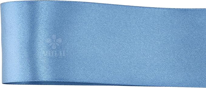 MEEDEE Smoke Blue Satin Ribbon 2 Inch Dusty Blue Ribbon Lux Double Faced Ribbons by 25 Yards Silk Satin Ribbons for Gift Wrapping, Weddings, Flower Bouquet, Holiday Decorating
