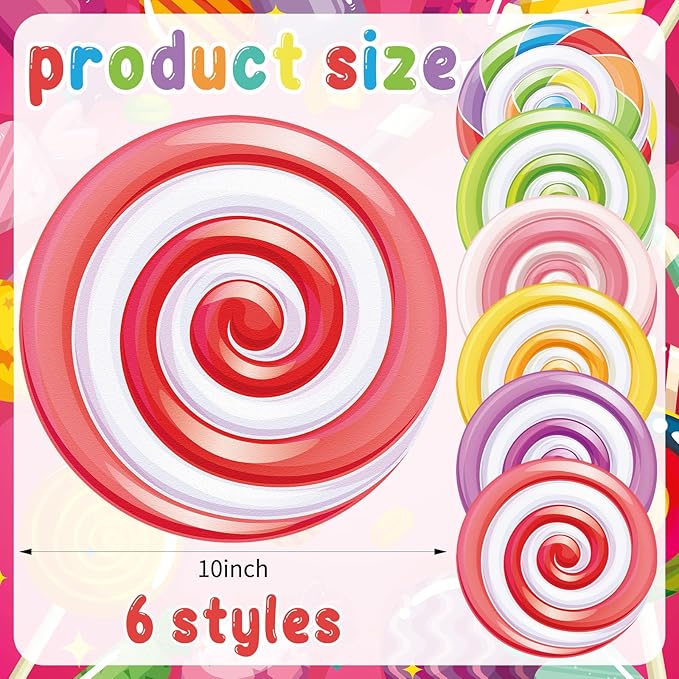 Hoolerry 54 Pcs Candy Themed Paper Placemat Disposable Party Candy Decorations Colorful Lollipop Candy Dinner Placemat for Birthday Baby Shower Party Supplies, 10 Inch