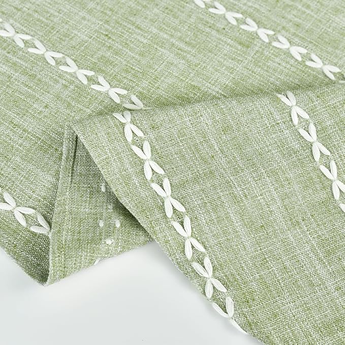 Zobesta 60 Inch Round Table Cloth Green, Linen Round Tablecloth Heavy Weight Washable Farmhouse Soft Boho Tablecloth for Party, Holiday, Picnic, Dining, Outdoor,Fall