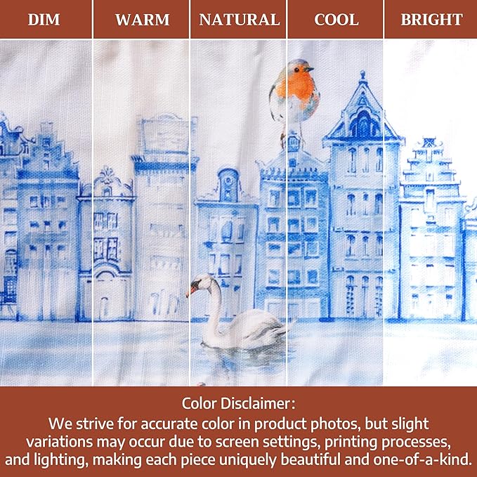 Maison d' Hermine Double Oven Mitts 100% Cotton 7"x35" Double Oven Mitt Heat Resistant BBQ Cooking Gloves with Loop, Baking, Grilling, Home, Kitchen, Handling Hot Pans Spring Summer (Amsterdam Canals)