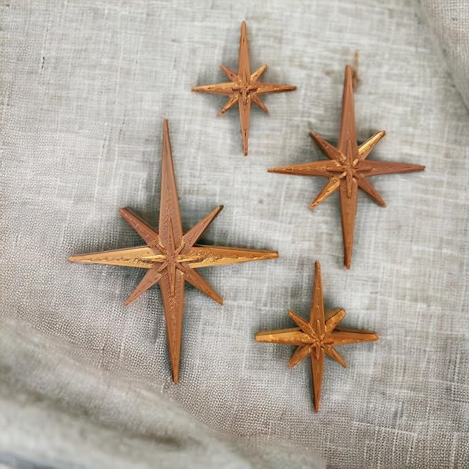 Midcentury Modern Vintage Style Atomic Starbursts Fridge Magnets Art Refrigerator Kitchen Décor 1960s Retro 50s Home Office MCM (Copper)