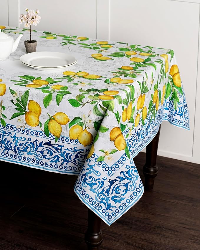 Maison d' Hermine Table Cloth Rectangle Table 100% Cotton 70 x 90 Inches Tablecloth Reusable Decorative for Dining Room Farmhouse Home Valentines Day Decorations Spring Summer - Cedrat