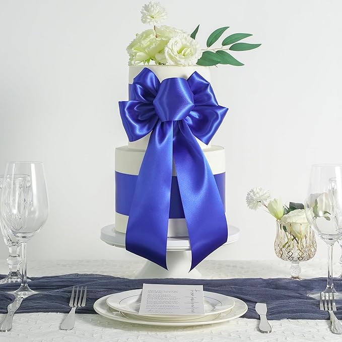 MEEDEE Royal Blue Ribbon Lux Double Faced Satin Ribbon 3 Inch Wide Royal Blue Satin Ribbons by 10 Yards Ribbons for Christmas Tree, Flower Bouquet, Weddings, Bow Making