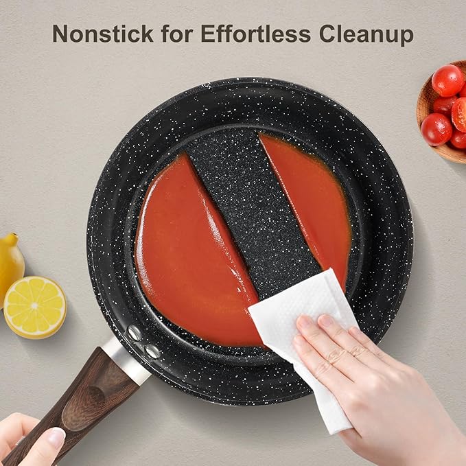 Pots and Pans Set Non Stick, 12pcs Black Ceramic Cookware Set, Non-toxic Induction Cookware Kitchen Cooking Set, PFAS and PFOA Free