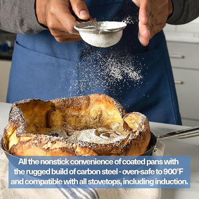Misen Carbon Nonstick™ Frying Pan – Carbon Steel Pan, Naturally Nonstick No-Coating Surface, Ultra-Durable & Oven-Safe, Induction & Gas Compatible - 8 Inch