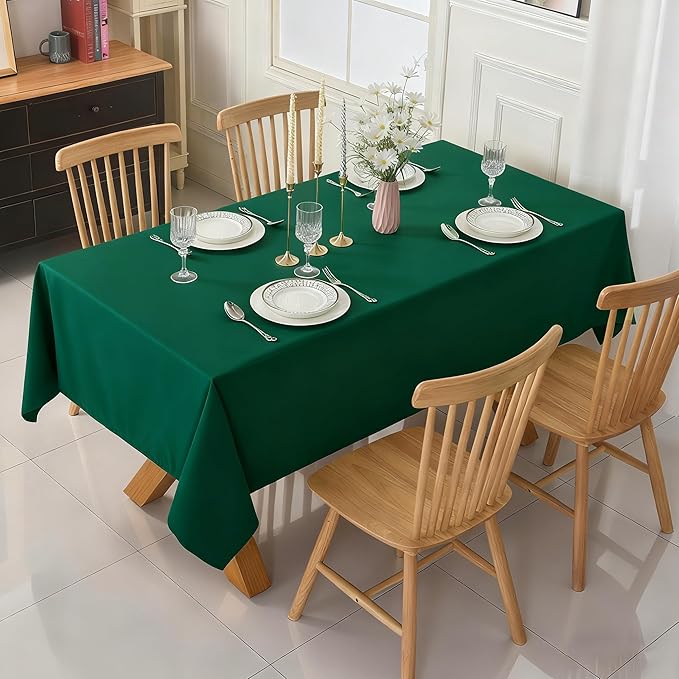 6-Pack 60x102 inch Blackish Green Table Cloths, Solid Stain and Wrinkle Resistant Oblong Tablecloth, Premium Plain Weave Polyester Fabric Rectangle Table Linen Covers for Hotel, Wedding