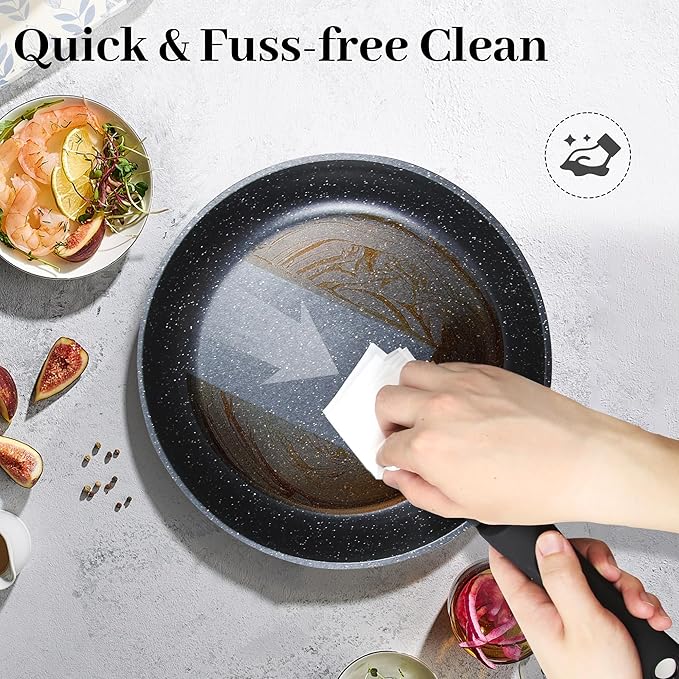 15PCS Pots and Pans Set Non Stick, Kitchen Cookware Sets with Detachable Handle, Ceramic Cookware Sets, Non Stick RV Cookware Cooking Set, Dishwasher ＆ Oven Safe, PFOA Free, Black