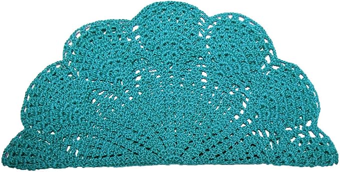 BIBITIME Round Flower Lace Doilies Vase Mats Kitchen Tablecloth Dish Plate Mat Handmade Crochet Table Doily Placemats (Peacock, 11.8 in to 13.8 in,1PC)
