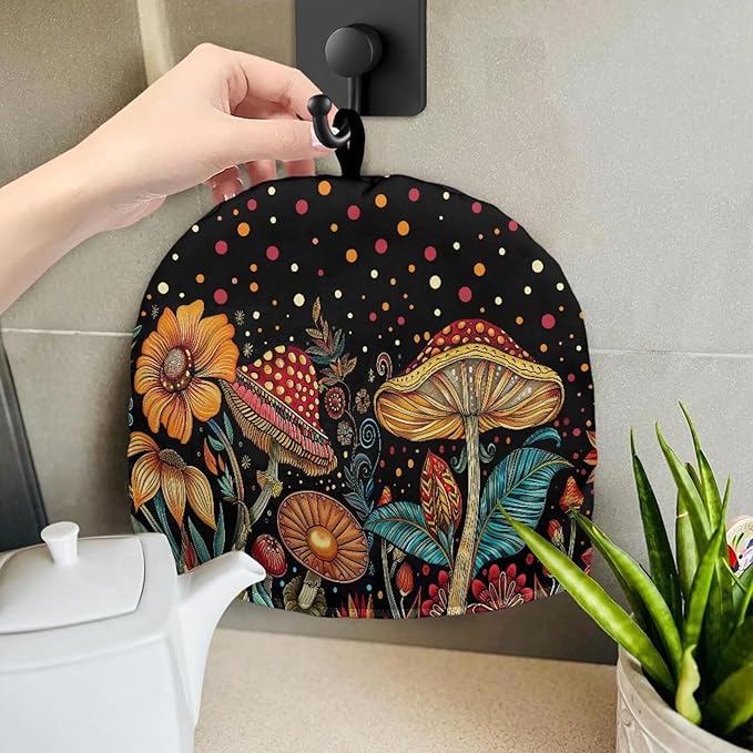 Mushroom Print Tea Cozy Cover Warmth Keep Tea Kettle Cover Teapot Cozy Tea Pot Cozies Heat Resistant Teapot Protector Home Kitchen Accessories Décor