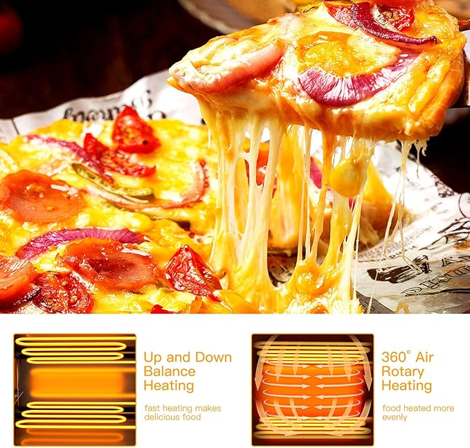 Giantex Pizza Bake Oven Kitchen Pizza Toaster Home Commercial Countertop Pizza Maker Stainless Steel Bake Pan with Handle and Removable Pizza Tray