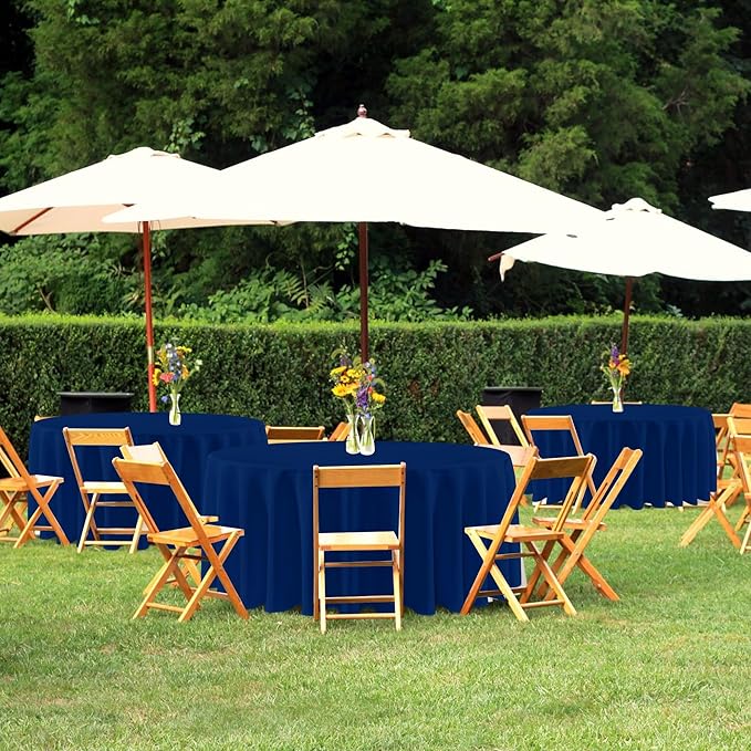 sancua Round Tablecloth 108 Inch Diameter, 6 Pack - Circle Polyester Fabric Table Cloth for Wedding Party Reception Banquet Birthday, Washable Formal Table Cover (Fit 42-96 Inch Tables), Navy Blue