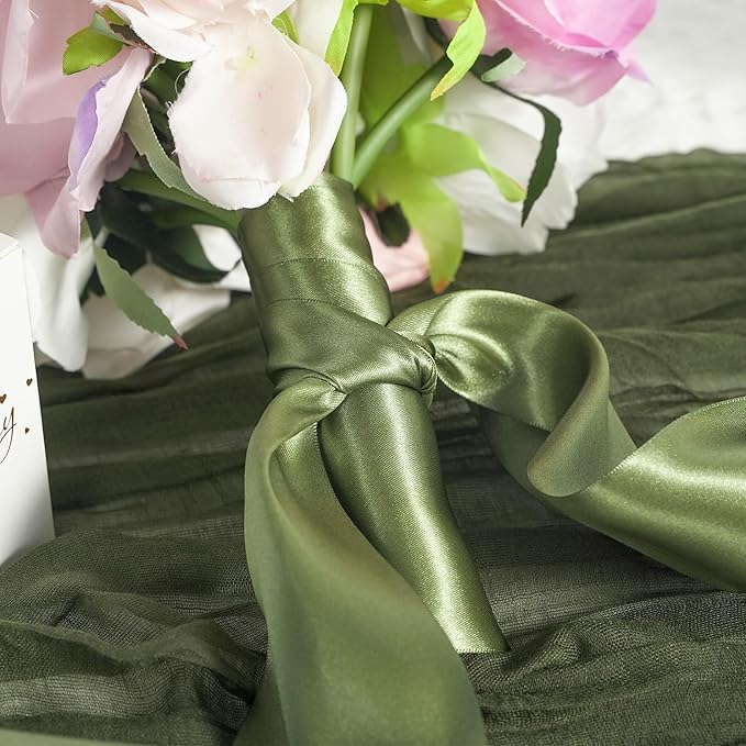 MEEDEE Moss Green Satin Ribbon Lux Double Faced Satin Ribbon 3 Inch Green Christmas Ribbons by 10 Yards Moss Green Ribbons for Christmas Tree, Flower Bouquet, Weddings, Bow Making, Holiday Decor