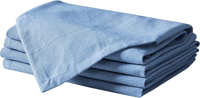 Home Bargains Plus Spring & Easter Holiday Charleston Ash Blue Set of 4 Fabric Napkins, Cotton Napkin for Indoor Outdoor Dining, Machine Washable Solid Color Napkins for Everyday Use