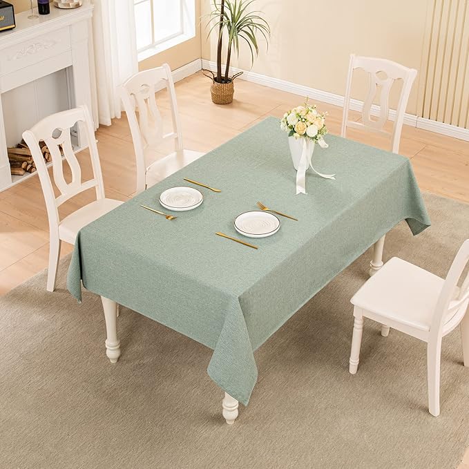 BALCONY & FALCON Square Tablecloth - Small Waterproof Table Cloth, Wrinkle Resistant Table Cover Linen Fabric Tablecloths for Dining Kitchen Wedding and Outdoor Decoration (Celadon Green, 47"x47")