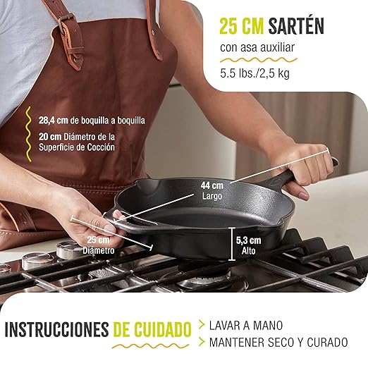 Victoria 10-Inch Day of the Dead La Catrina Cast Iron Skillet, Dia de los Muertos Seasoned Cast Iron Frying Pan with Long Handle, Made in Colombia