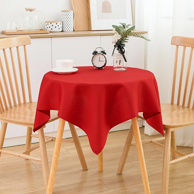 2 Pack Small Square Table Cloth 36X36 Inch Red Washable Fabric Tablecloth Polyester Solid Table Cover for Night Stand End Table Side Table Outdoor Indoor