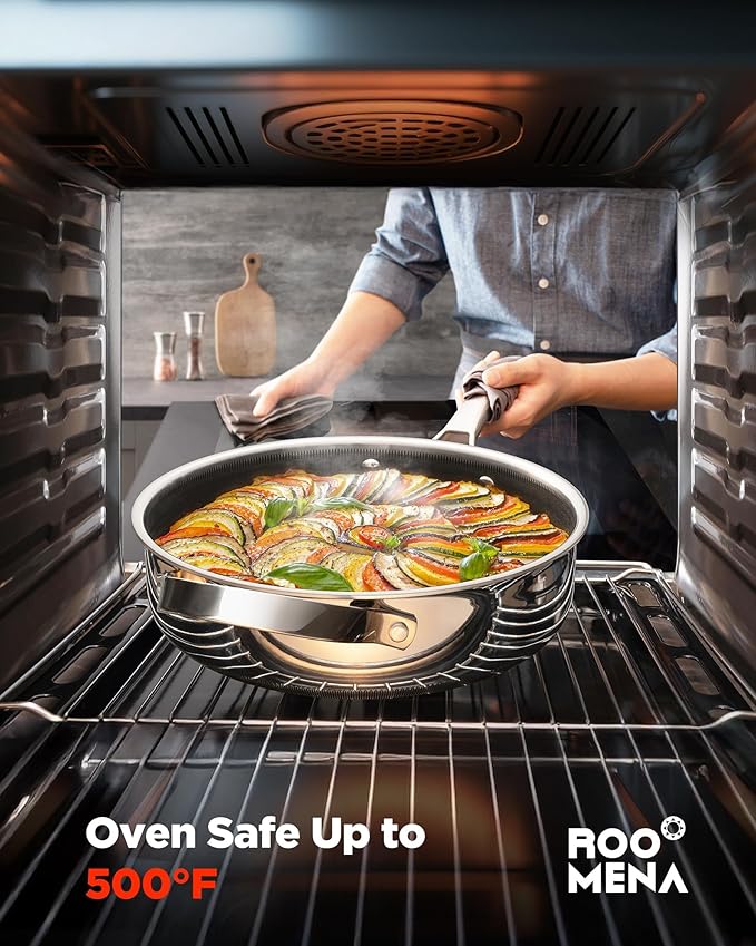 Nonstick Sauce Pan with Lid, Non-Toxic Tri-Ply Hybrid Ceramic Saucepan, 1.5&2.5 Quart Stainless Steel Pans, PFAS/PFOA/PTFE Free, Dishwasher & Oven Safe, Induction Compatible