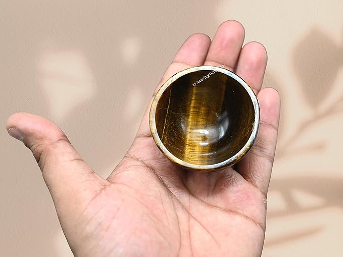 Tiger Eye Crystal Bowl - 2 Inch Decorative Bowls for Room and Home Decor - Gemstone Healing Crystals for Elegant Display, Positive Energy Balance and Gift