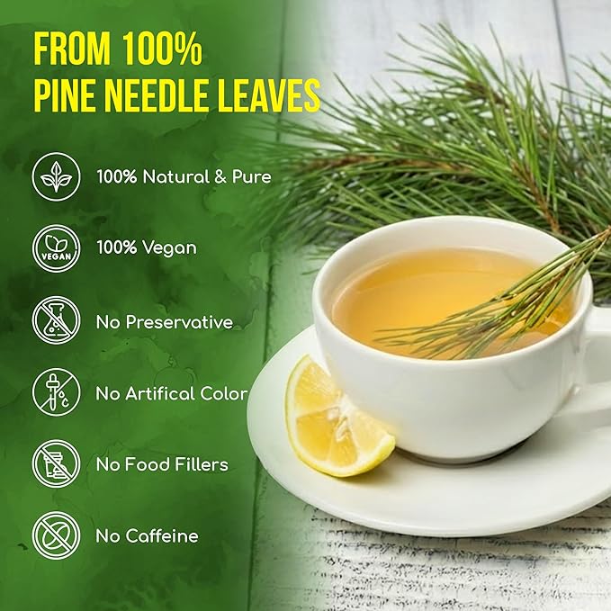 FreshDrinkUS, Premium 8oz Pine Needle Leaves Herbal Tea – Dried Loose Leaf Pine Needles – Naturally Fresh & Aromatic Caffeine-Free Herbal Tea. Sugar-Free. Vegan