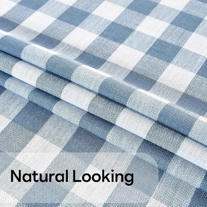 Gingham Table Cloth for Rectangle Tables Sky Blue Checkered Plaid Tablecloth Heavy Duty Cotton Blend Washable & Wrinkle Table Cover for Outdoor Kitchen Dining Picnic Camping (60x120 Inch)