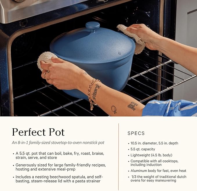 Our Place Cookware Duo | 7-Piece Ceramic Cookware Set with 10.5" Always Pan 2.0, 5.5 Qt Perfect Pot & Strainer Basket | Induction & Oven Safe up to 450°F | Nonstick, Non-Toxic Cookware | Spice