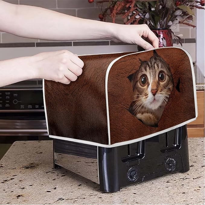 Doojoayie Cat in Wall 4 Slice Toaster Cover Toaster Storage Bag Bread Maker Cover Stain Resistant for Kitchen Small Appliance,Gift for Women