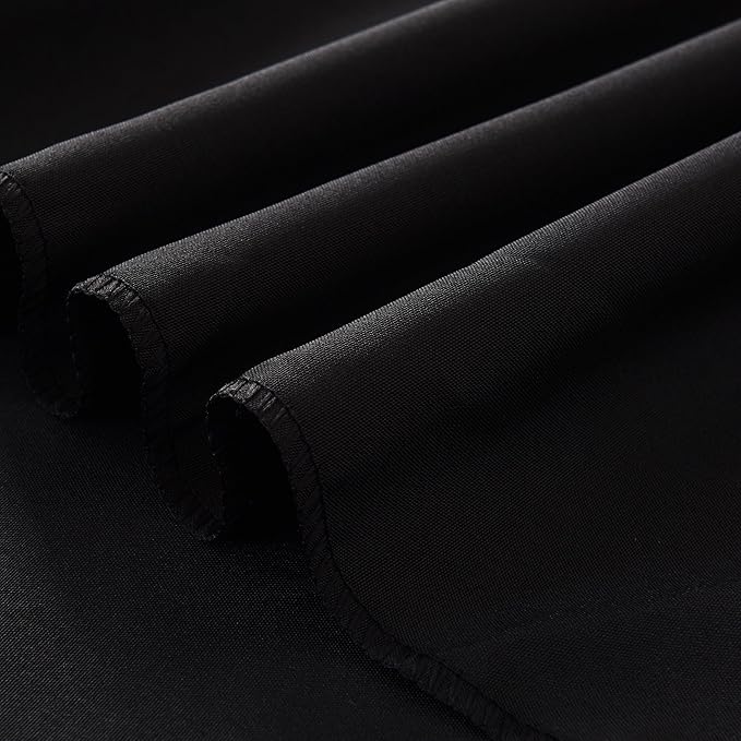 6-Pack Round 90-inch Black Table Cloths, Solid Stain and Wrinkle Resistant Circular Tablecloth, Premium Plain Weave Polyester Fabric Table Linen Covers for Hotel, Banquet