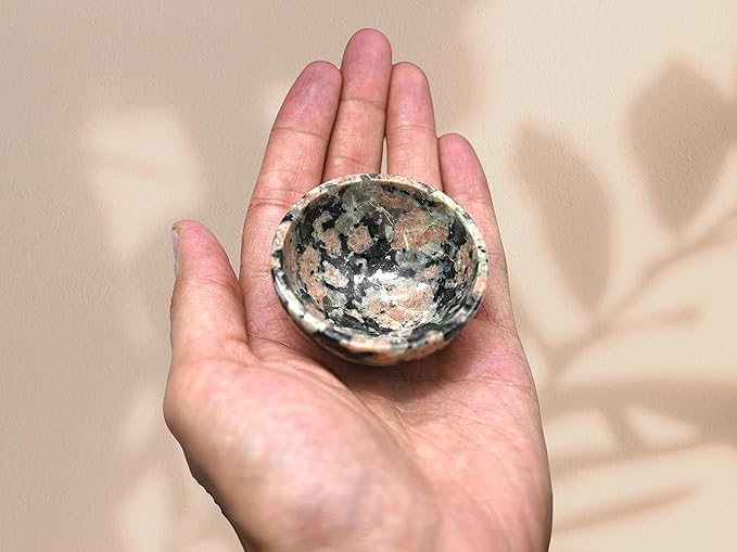 Pink Granite Crystal Bowl - 2 Inch Decorative Bowls for Room and Home Decor - Gemstone Healing Crystals for Elegant Display, Positive Energy Balance and Gift
