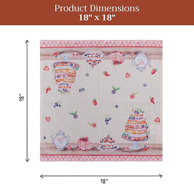 Maison d' Hermine Cloth Napkins Set of 4 100% Cotton Everyday Reusable Square Napkins Cloth Washable Dinner Wedding Restaurant Valentines Day Decorations Spring/Summer (Icing on The Cake, 18" x 18")