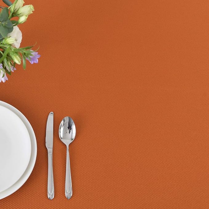 maxmill Jacquard Square Tablecloth Stain Resistant Waterproof Wrinkle Resistant Washable Soft Table Cloth, Decorative Fabric Table Cover for Dining Room, Indoor and Outdoor Use, 52 x 52 Inch, Rust