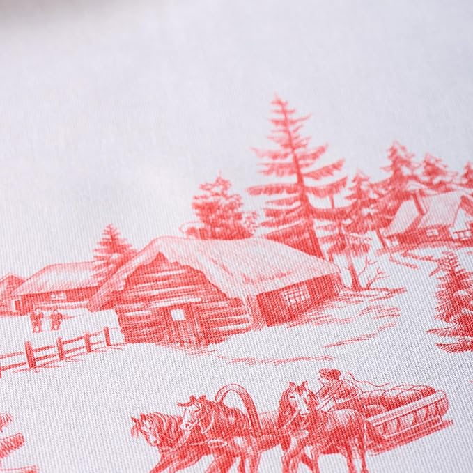 Maison d' Hermine Table Cloth Square Table 100% Cotton 54 x 54 Inches Fall Tablecloth Reusable Everyday Use for Thanksgiving Christmas Decorations Dining Farmhouse Party (Winter Jouy)