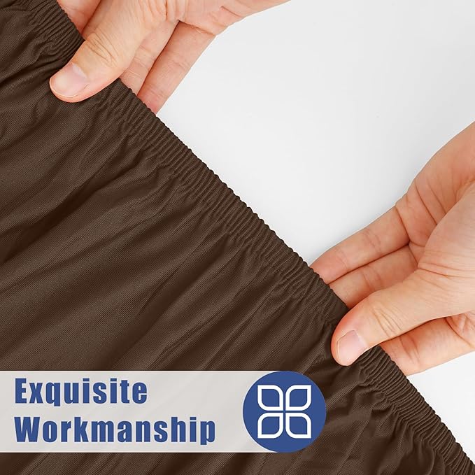Round Spandex Tablecloth, Elastic Fitted Waterproof Tablecloths for 45"-56" Tables, Stretch Washable Picnic Table Cover for Camping, Dining, Indoor and Outdoor, Coffee