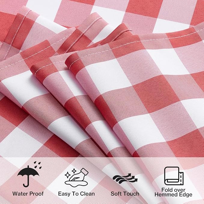 Checkered Tablecloth Rectangle Gingham Table Cloths Waterproof Wrinkle Free Buffalo Plaid Table Covers Washable for Dining, Parties & Outdoor Picnic(Red,60"×102")