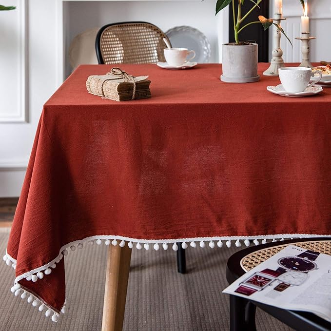 Rectangular Tablecloth Solid Color Tablecloth Style Orange Tablecloth Plain Tablecloth Holiday Decoration Home(Style1,140 * 180cm)