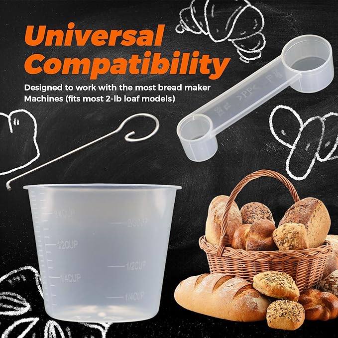 Bread Maker Machine Spare Parts – BPA-Free PP Measuring Cup with Paddle Removal Hook & Measuring Spoon for Precise Baking (200ml, Translucent)
