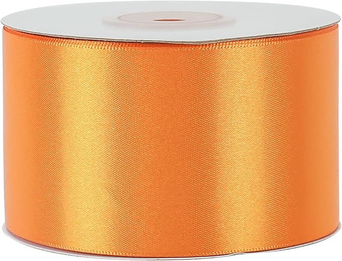 MEEDEE Orange Satin Ribbon - 25 Yards Neon Tangerine, Double Faced Satin for Christmas, Thanksgiving, Halloween, Weddings, Flower Bouquets